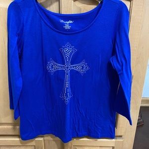 Wrangler cross embellished 3/4 sleeve shirt